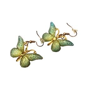Butterfly Light Weight Acrylic Women Green/Gold Earrings